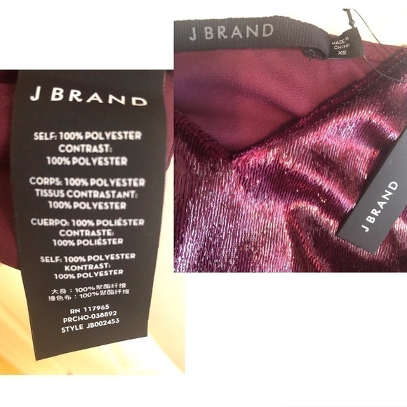 𝅺J Brand Velvet Soft V Neck Sleeveless Cami Italy Timeless Luxury Chic Oxblood - Picture 7 of 11